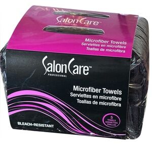 NIP - 5-count pack of Salon Care Black Microfiber Towels